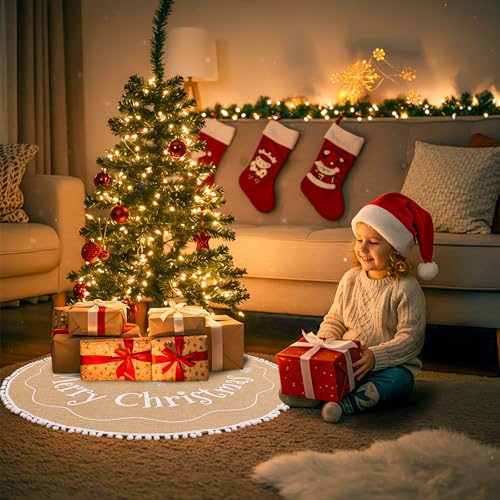 24 Inch Mini Christmas Tree Skirt Burlap Rustic Decor for Small Tree - AerWo