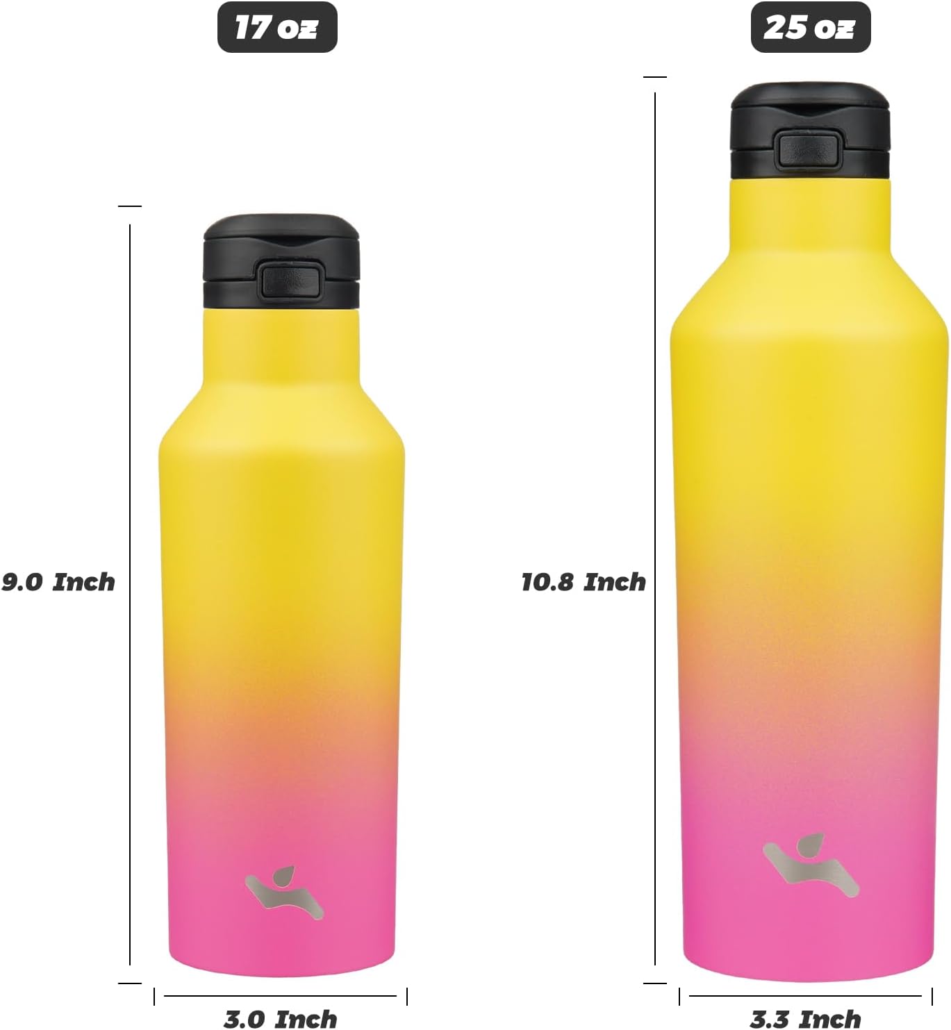 Skiennix Insulated Water Bottle - 17 OZ Double Wall Vacuum Stainless Steel Flask with Straw | Rainbow Finish