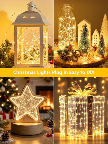 FairyGlim Silver Wire 100FT 300LED Christmas String Lights Indoor Outdoor