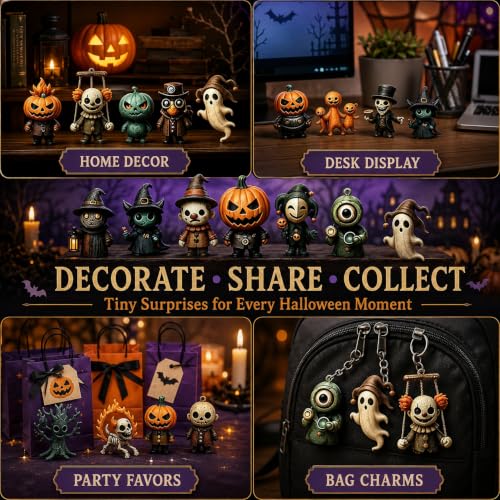 Halloween Advent Calendar with 31 Mini Spooky Figurines for Kids & Adults