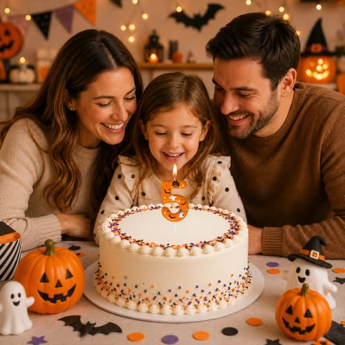 Halloween Birthday Number Candles - Pumpkin Bat Ghost Cake Topper