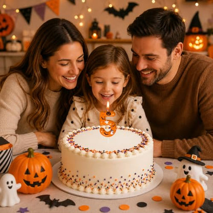 Halloween Birthday Number Candles - Pumpkin Bat Ghost Cake Topper