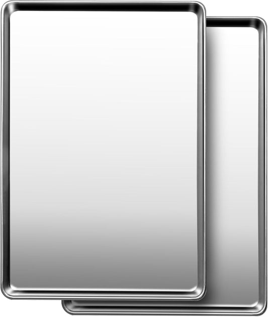 Skiennix Baking Sheet Pan Set - Commercial Quality Stainless Steel Cookie Sheets | Nonstick & Warp Resistant (2 Pack, 18x13 Inch)