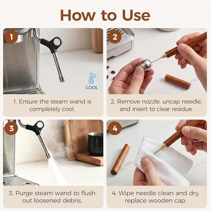 Steam Wand Cleaning Tool for Espresso Machines - Black, 10cm
