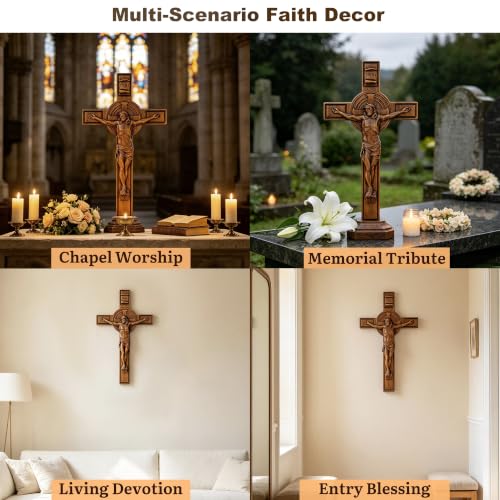 9.84in Handmade Catholic Cross Wall Decor Jesus Faith Gift with Variation 9.84"L x 5.71"W
