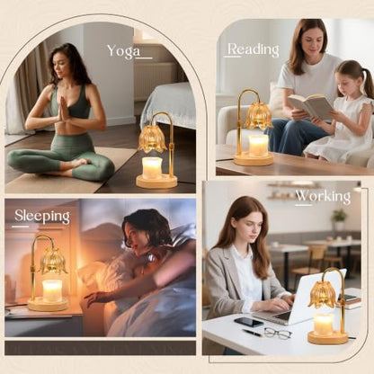 Lily-Inspired Flower Candle Warmer Lamp with Dimmer & Adjustable Height - Gift for Women, Mom, Friend, Housewarming, Christmas, Birthday
