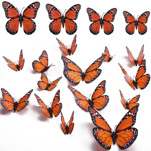 32 Pcs Monarch Butterfly Magnets - 4 Sizes Decorative Wall & Fridge Decals