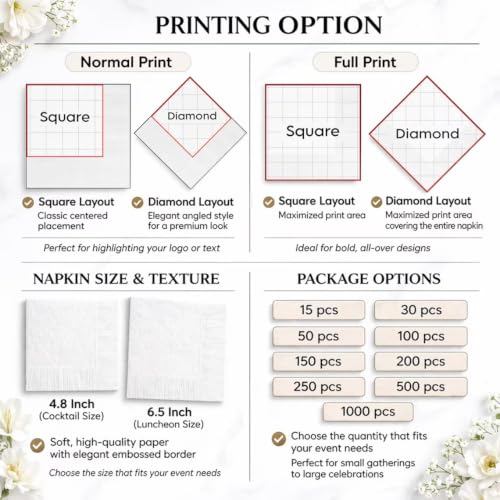 Personalized Wedding Napkins - Custom Elegant Reception Decor DS 03