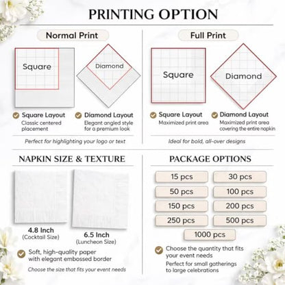 Personalized Wedding Napkins - Custom Elegant Reception Decor DS 03