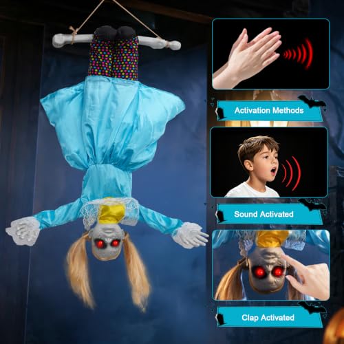 Halloween Hanging Doll with Flailing Arms, Glowing Eyes & Sounds - Outdoor & Indoor Decor