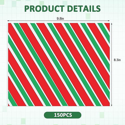Christmas Wax Paper Sheets - 150 Count Classic Holiday Deli Wraps