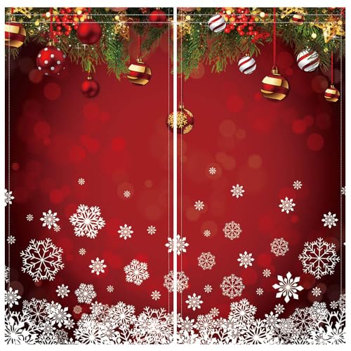Snowflake Christmas Window Curtains 82x84 Inches - Holiday Decor for Bedroom & Living Room - 2 Panel
