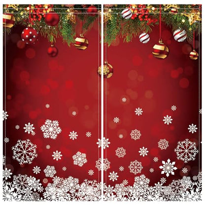 Snowflake Christmas Window Curtains 82x84 Inches - Holiday Decor for Bedroom & Living Room - 2 Panel