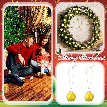 8 Pcs Yellow Christmas Ornament Set - 1.57 Inch Shatterproof Holiday Decorations with Hanging Loops