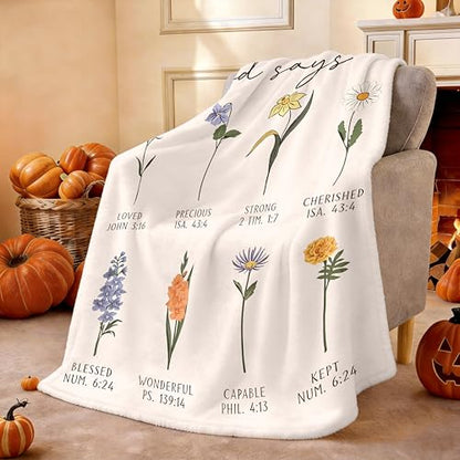 Christian Floral Throw Blanket - Religious Gifts for Women and Girls 40x60