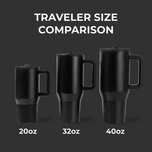 HydroJug Traveler - 32 oz Insulated Water Bottle with Handle & Flip Straw | Leak-Resistant, Fits Cup Holders - Black