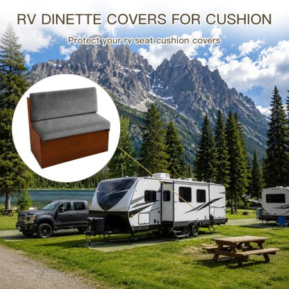 Dark Grey Velvet RV Dinette Cushion Covers Set - 2 Backrest & 2 Bench