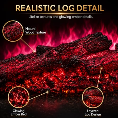 36-Inch Electric Fireplace Insert Heater with Remote & Timer - 36" Remote Control