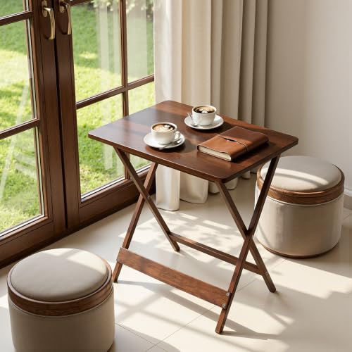 VECELO Brown 2-Pack Folding Wood TV Trays - Modern Portable Snack Tables