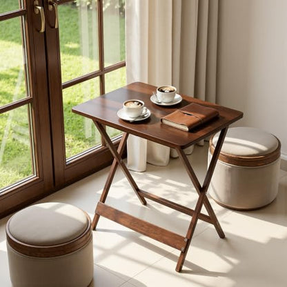 VECELO Brown 2-Pack Folding Wood TV Trays - Modern Portable Snack Tables