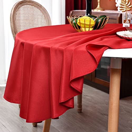 Meanmoy Red Round Water Resistant Tablecloth 90 Inch for Dining & Events