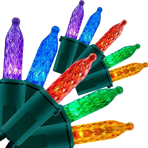 YULETIME Multicolor Christmas String Lights - 200 Faceted LED, 25 ft, 2-Set