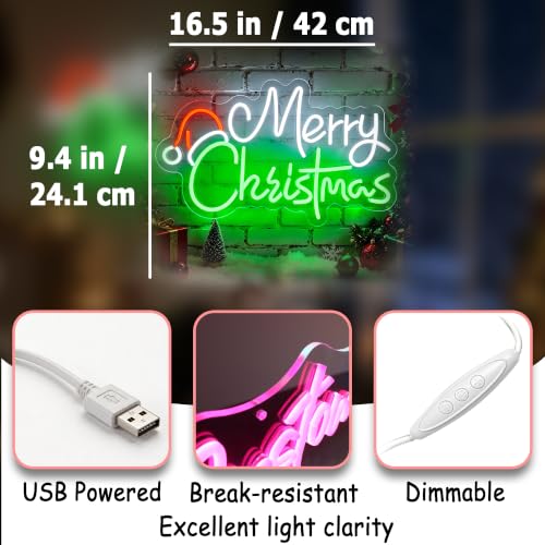 Christmas Hat Neon Sign for Holiday Decor - Indoor Window & Wall Lighting