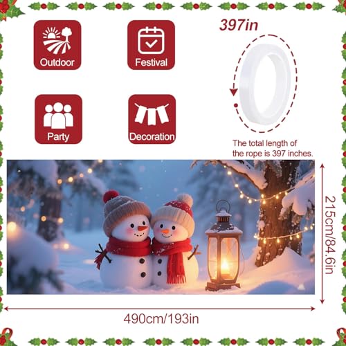 Snowman Lantern Garage Door Banner 16x7 Ft - Winter Snow Scene Decorative Flag - Holiday Outdoor Indoor Seasonal Decor - Variation of THISFIND 89