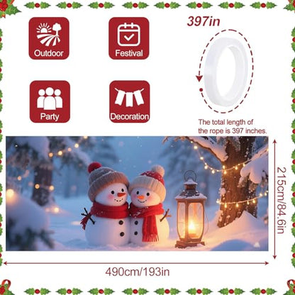 Snowman Lantern Garage Door Banner 16x7 Ft - Winter Snow Scene Decorative Flag - Holiday Outdoor Indoor Seasonal Decor - Variation of THISFIND 89