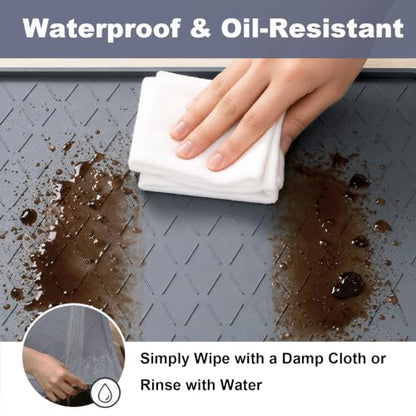 Extra Thick Waterproof Under Sink Mat 34x22 Inches with Raised Edge - Gray