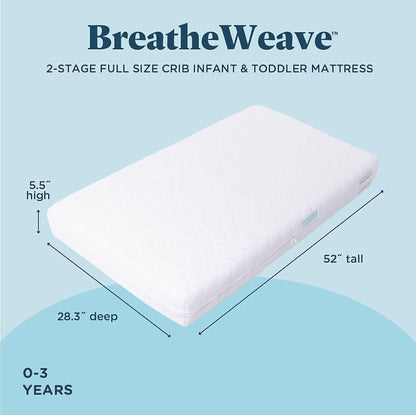 Full Size Crib Mattress with Breathable Core & Waterproof Toddler Side