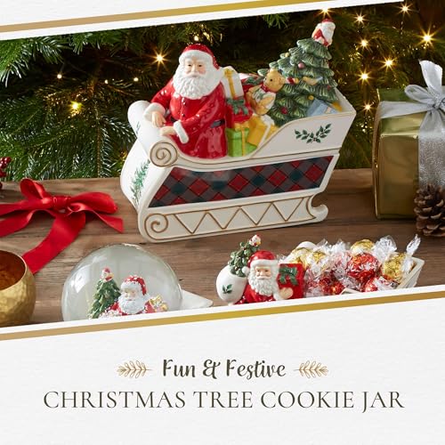 Christmas Santa in Sleigh Cookie Jar - 13.25 Inch Festive Candy Container