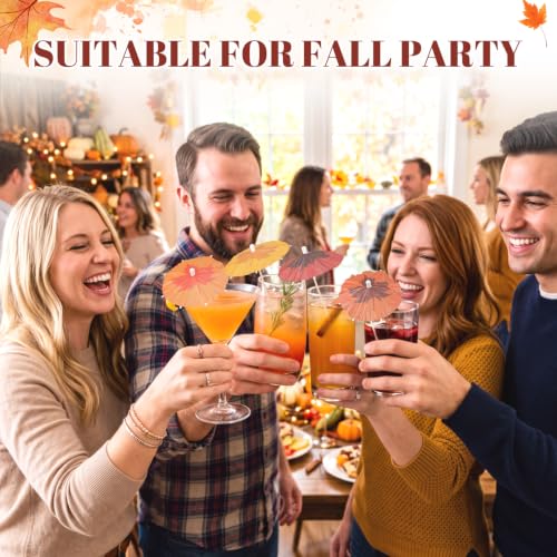 Fall Drink Umbrellas Cocktail Picks Maple Leaf Paper Umbrellas for Cocktails & Garnishes