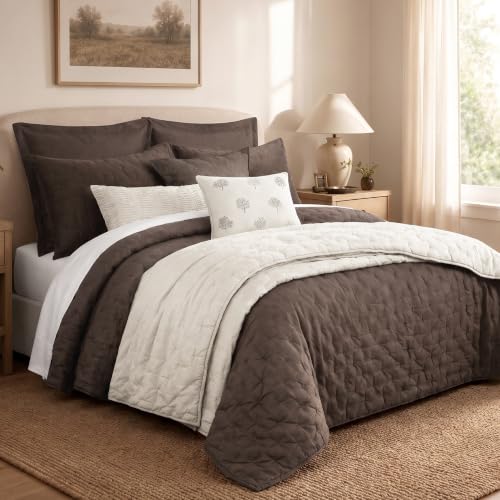 King Linen Quilt Natural French Flax Signature Linen Tack Quilted Bedspread