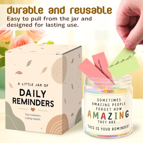 Positive Affirmations Jar - Reminder Gift for Women - You Are Awesome