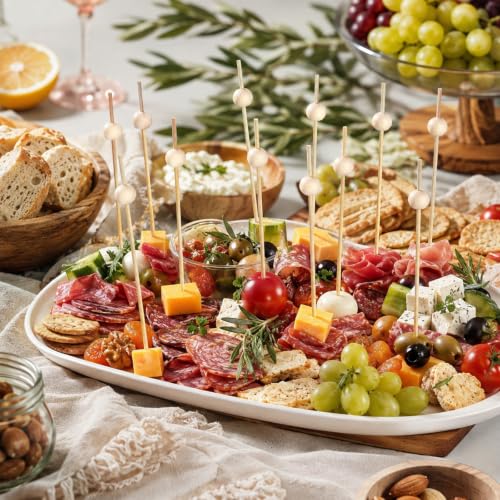 1000 Wooden Cocktail Picks - 4.7 Inch Food & Drink Skewers for Appetizers
