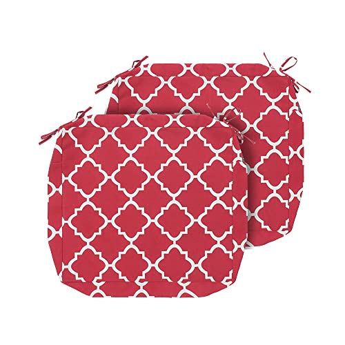 Outdoor Indoor Cushion Cover Replacement 2 Pack Water-Resistant Red Geometry 20x18x4 Inch