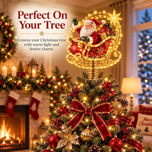 Lighted Christmas Tree Topper with Nutcracker Design - Festive Holiday Decor