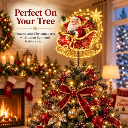 Lighted Christmas Tree Topper with Nutcracker Design - Festive Holiday Decor