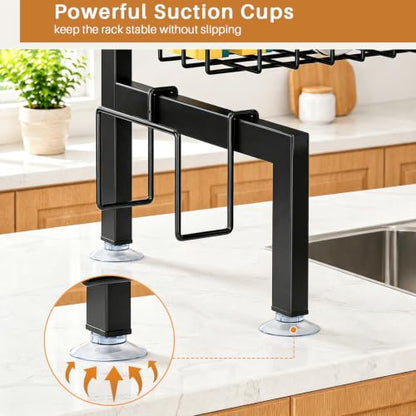 NestOrganix Over The Sink Dish Drying Rack - Expandable 2-Tier Black Kitchen Organizer - Variation 1