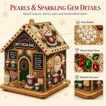 Beaded Christmas Village House Ornament - Festive Gingerbread Style B