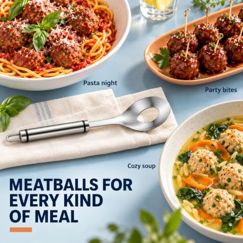 Stainless Steel Meatball Spoon - 1 Set, Easy to Make Perfect Meatballs