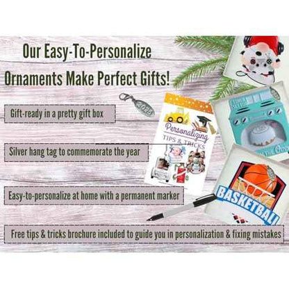 3" Baby Boy Shoe Ornament Babys First Christmas Ornament 2025 Blue Baby Booties - Can Be Personalized at Home - with Gift Box