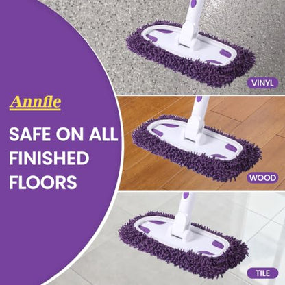 Purple 2-in-1 Sweeper Mop with 4 Washable Microfiber Pads - Eco-Friendly & Deep Cleaning