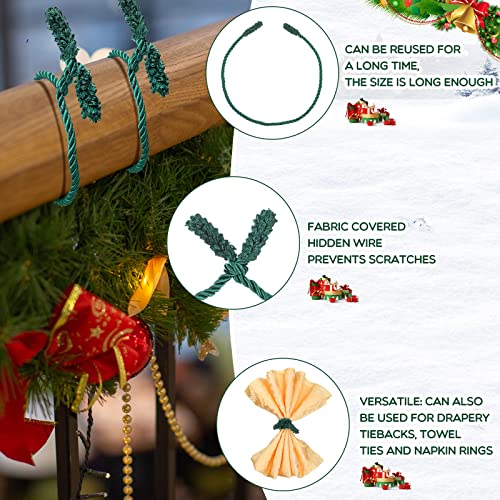 Green Christmas Garland Ties - 8 Pack 20 Inch Holiday Twist Ties