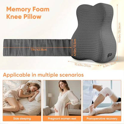 ROKAFU Large Grey Knee Pillow for Side Sleepers, Sciatica & Hip Support