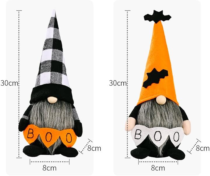 Skiennix Halloween Gnomes Decoration - 10.6'' Plush Boo & Bat Figures | Adorable Home Decor for Parties & Gifts