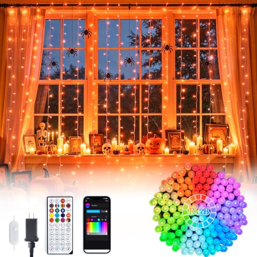 RGB Curtain Lights 300 LEDs 9.8×9.8FT Color Changing String Lights with Remote & App Control