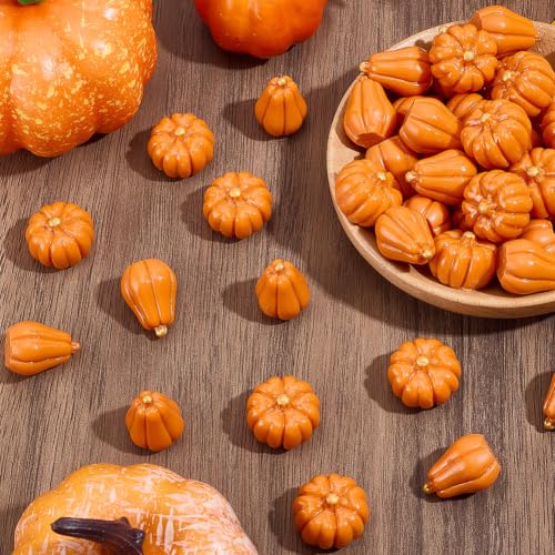 Artificial Mini Pumpkins for Fall Decor - 50 Pcs Autumn Halloween Thanksgiving Table Centerpieces