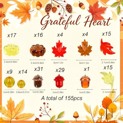 155PCS Fall Vase Filler Set - Acrylic Pumpkins, Maple Leaves, Acorns & More